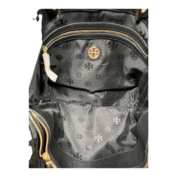 Tory Burch Women’s Bag Marion Tote with Gold Chain Black Pebbled Leather - Picture 3 of 8